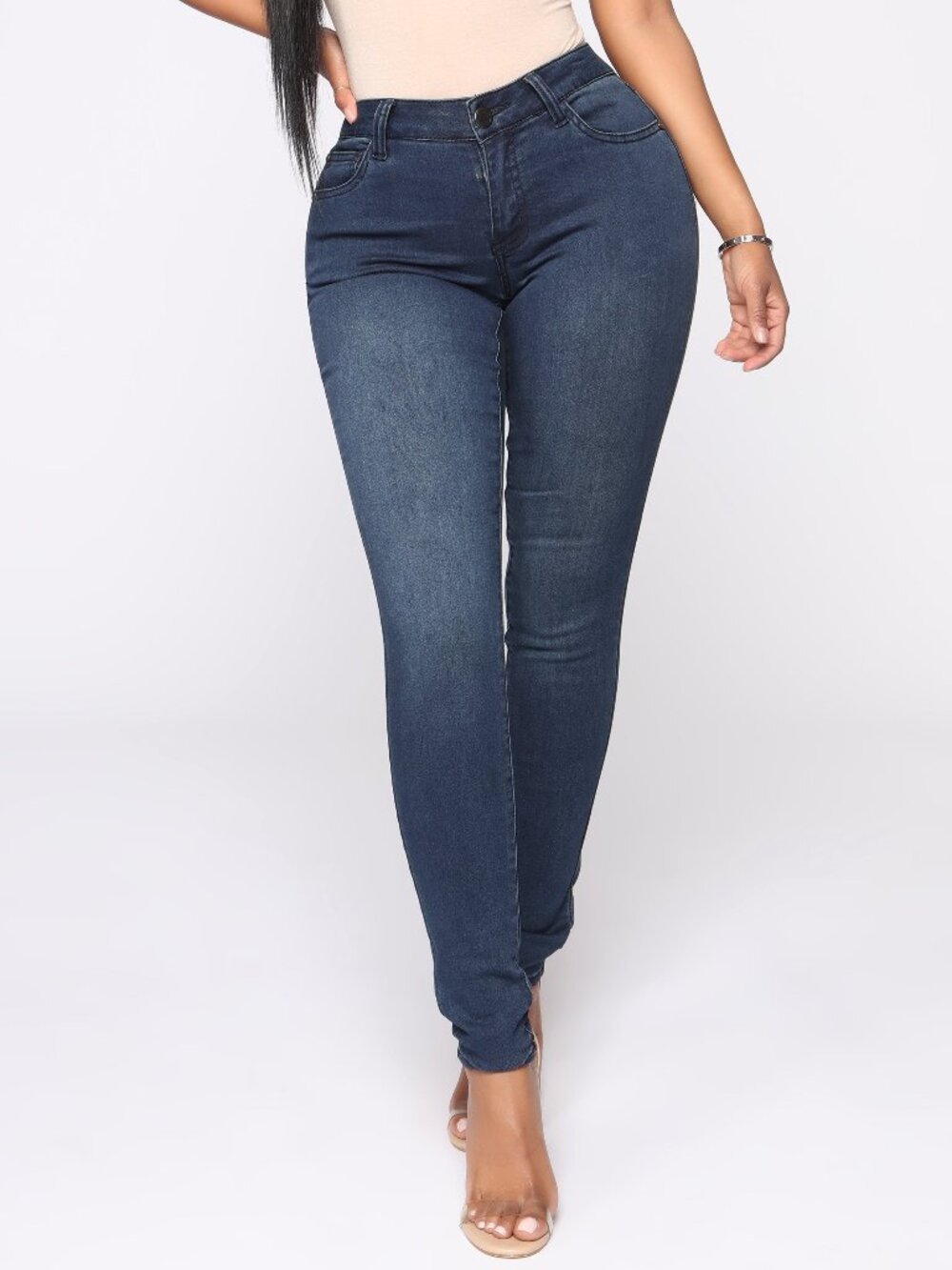 Fashion Nova Dark Stone Wash Skinny Jeans